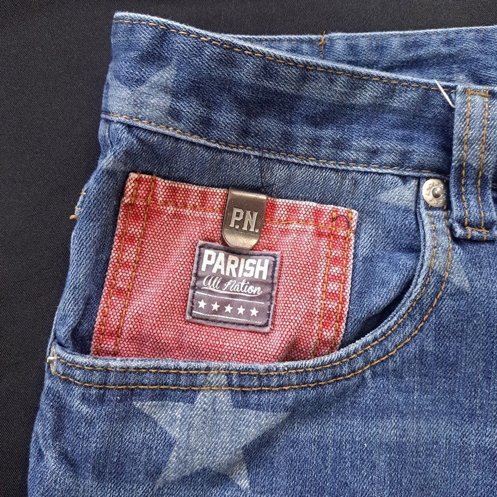 Parish Nation Star Print Denim Shorts Vtg - Picture 3 of 9